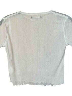 Brandy Melville Sheer White Short Sleeve Crop Top